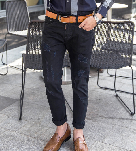QUẦN JEANS RÁCH ĐEN QJ1614