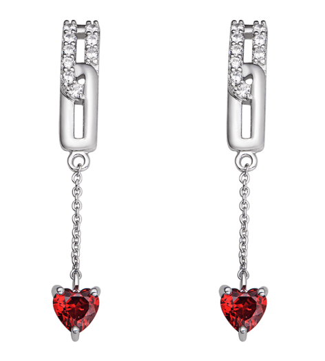 Bông tai bạc đính đá màu đỏ PNJSilver Fantasia ZTXMK000111