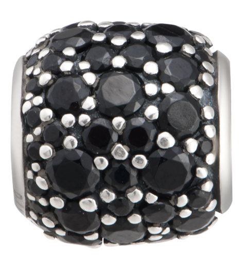 Hạt charm nam PNJSilver My Man hình tròn đính hạt màu đen 0000K060159