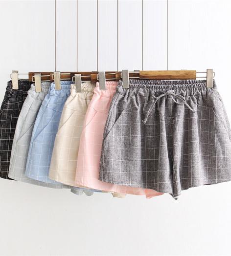 Quần Short Nữ Lưng Thun Sọc Caro 488