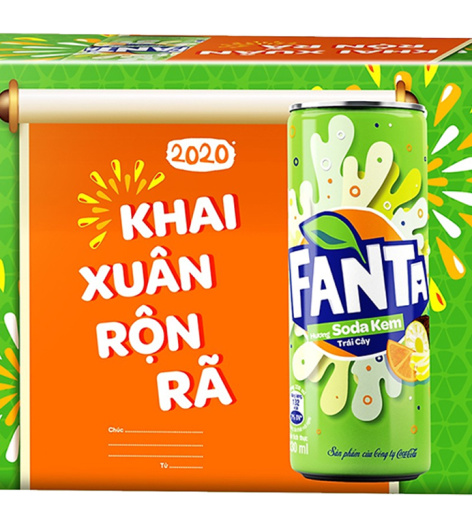 Thùng 24 lon nước ngọt Fanta hương soda kem trái cây 330ml