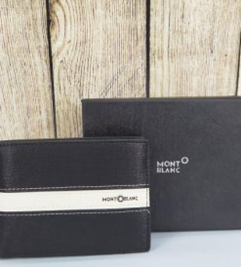 Ví da nam Mont Blanc viền trắng hiện đại 