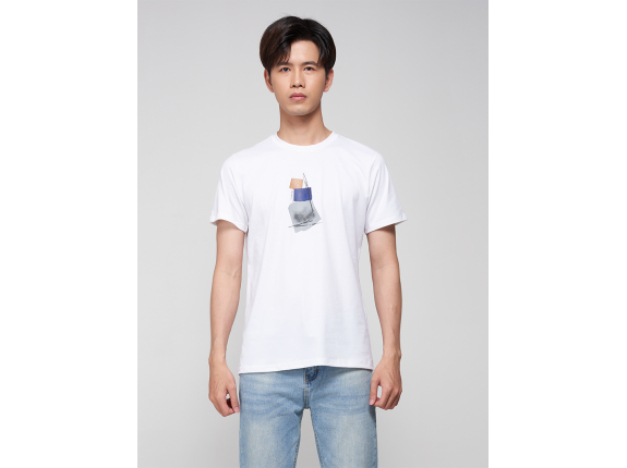 ÁO THUN THÂN TRƯỚC IN HỌA TIẾT MÀU TRẮNG