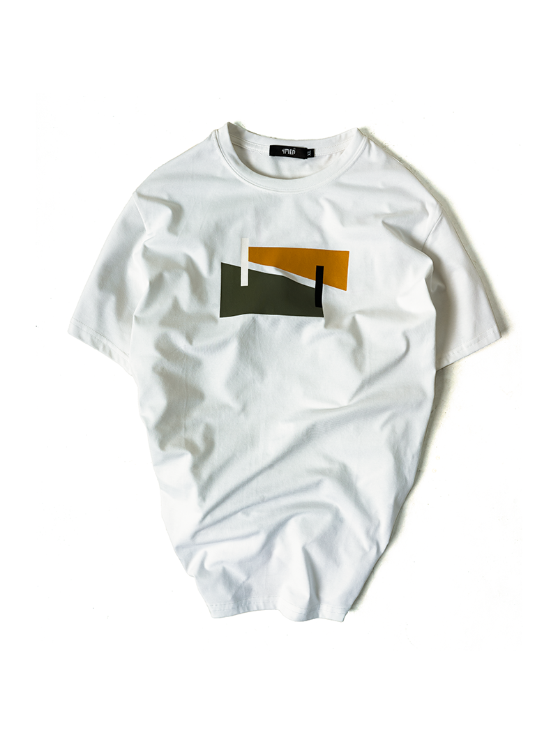 ÁO THUN THÂN TRƯỚC IN HỌA TIẾT MÀU TRẮNG